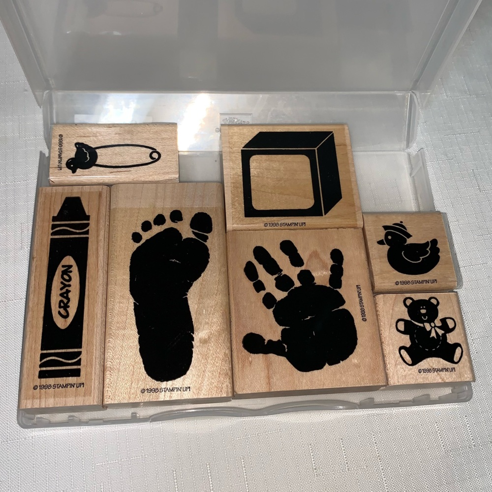 Stampin Up Set Baby Hand Foot Rare discontinued Bear Duck Card Craft Scrapbook